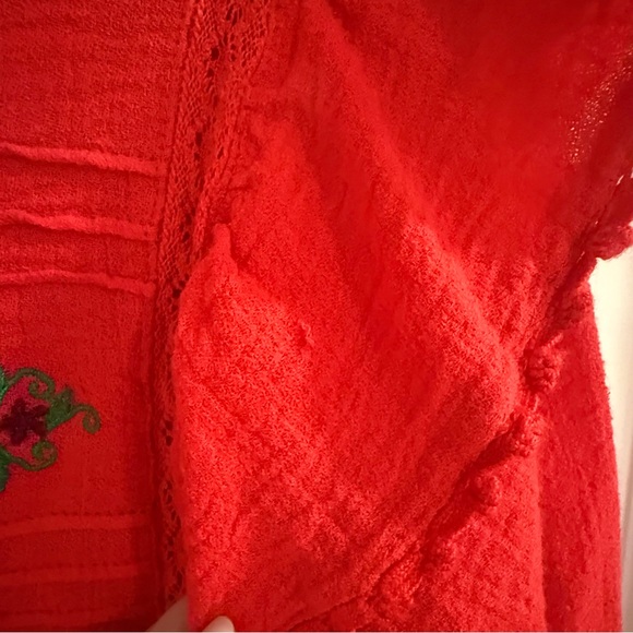 Free People Amy Red Floral Embroidered Cottagecore Top - Picture 8 of 11